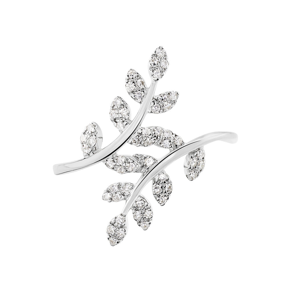 Bague Or Weiss Abbey Feuille Diamants - Spannringe Damen | OROVIVO