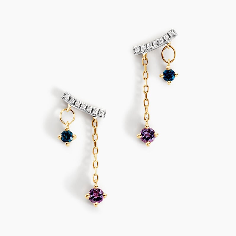 Boucles D'oreilles Pendantes Tiziano Or Jaune Améthyste Topaze Oxyde - Spannringe Damen | OROVIVO