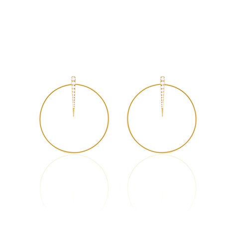 Damen Ohrringe Lang Silber vergoldet 925 Zirkonia Barren Kreis Rounded  - Ohrringe mit Stein Damen | OROVIVO