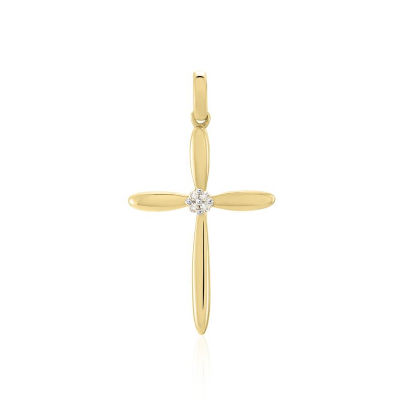  Anhänger Gold 375 Diamant 0,01ct Religiöses Kreuz  - Schmuckanhänger Damen | OROVIVO