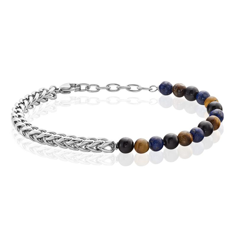 Bracelet Acier Weiss Calum œil De Tigre Onyx Agathe - Spannringe Herren | OROVIVO