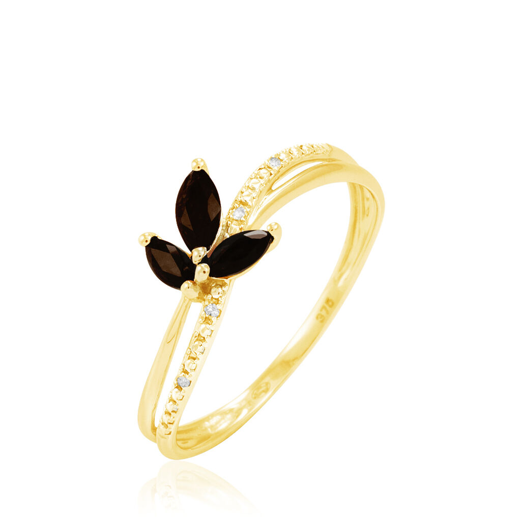 Bague Angie Or Jaune Quartz Et Diamant - Spannringe Damen | OROVIVO