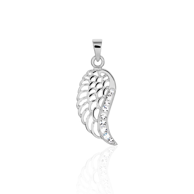 TIRIL FL&Uuml;GEL Damen Anh&auml;nger Silber 925 Strass Wei&szlig; Fl&uuml;gel - Schmuckanh&auml;nger Damen | OROVIVO
