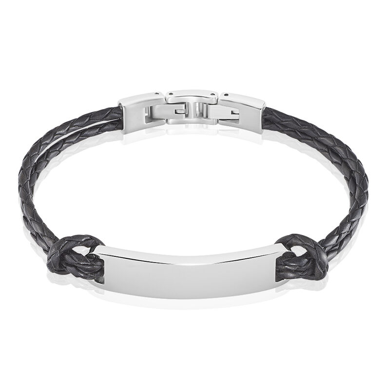 Herren Lederarmband Edelstahl Schwarz - Armbänder mit Gravur Herren | OROVIVO
