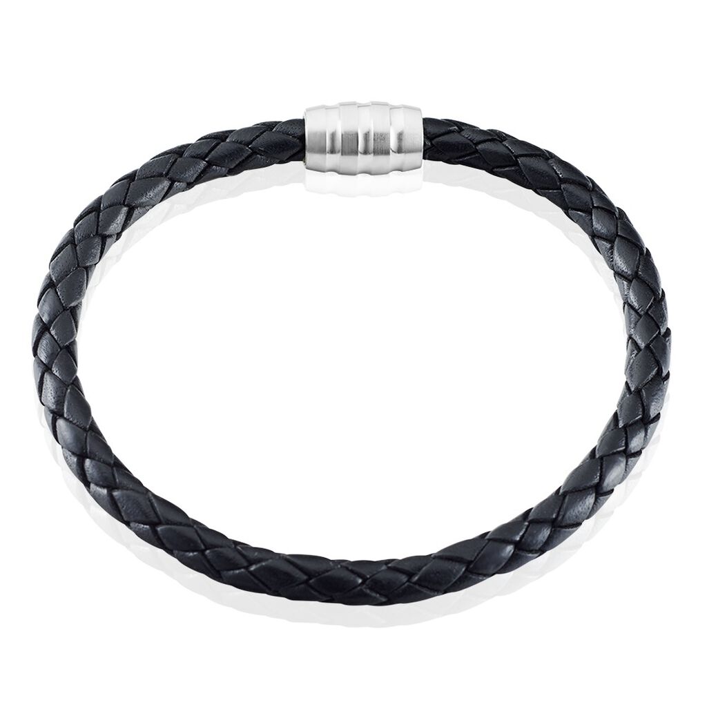 Herren Lederarmband Edelstahl Schwarz - Armbänder Herren | OROVIVO
