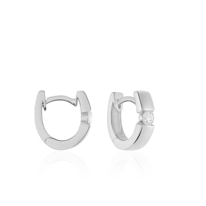 Damen Creolen Weißgold 375 Diamant 0,2ct Seville 11,00mm 3,60mm  - Creolen Damen | OROVIVO