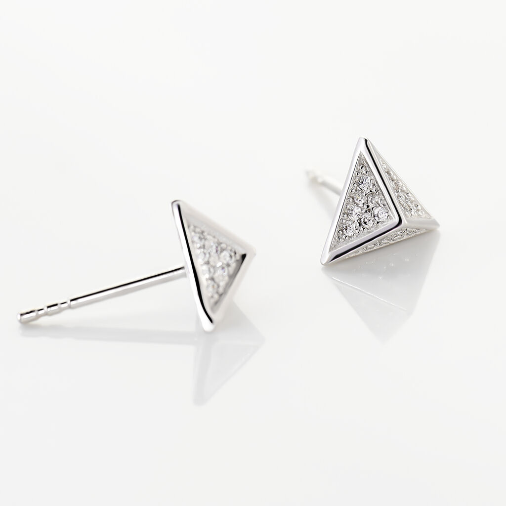 Damen Ohrstecker Silber 925 Zirkonia Pyramid - Ohrstecker Damen | OROVIVO