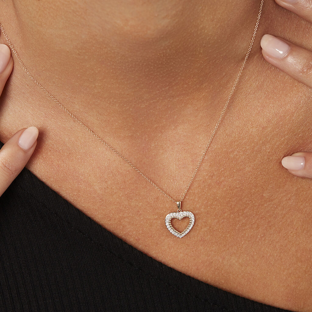 Damen Collier Gold 375 Diamant 0,19ct Herz Herz Precious 0,95mm - Halsketten Damen | OROVIVO