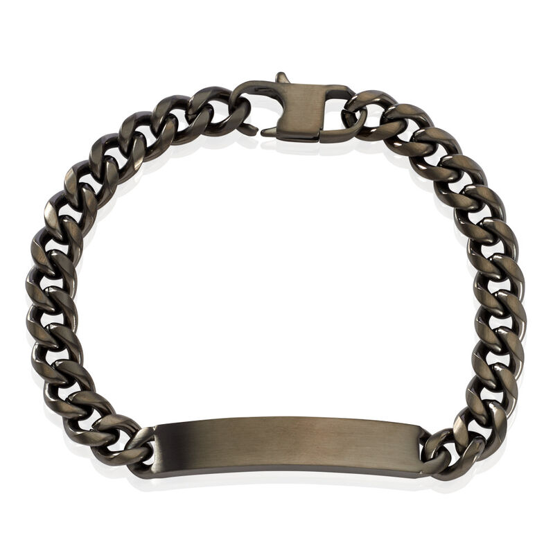 Herren ID Armband Edelstahl Grau Mateo 2,1cm 80mm - Panzerarmbänder Herren | OROVIVO