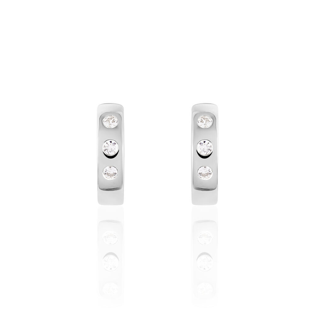 THORDIS Damen Creolen Silber 925 Zirkonia Wei&szlig; B 4 mm