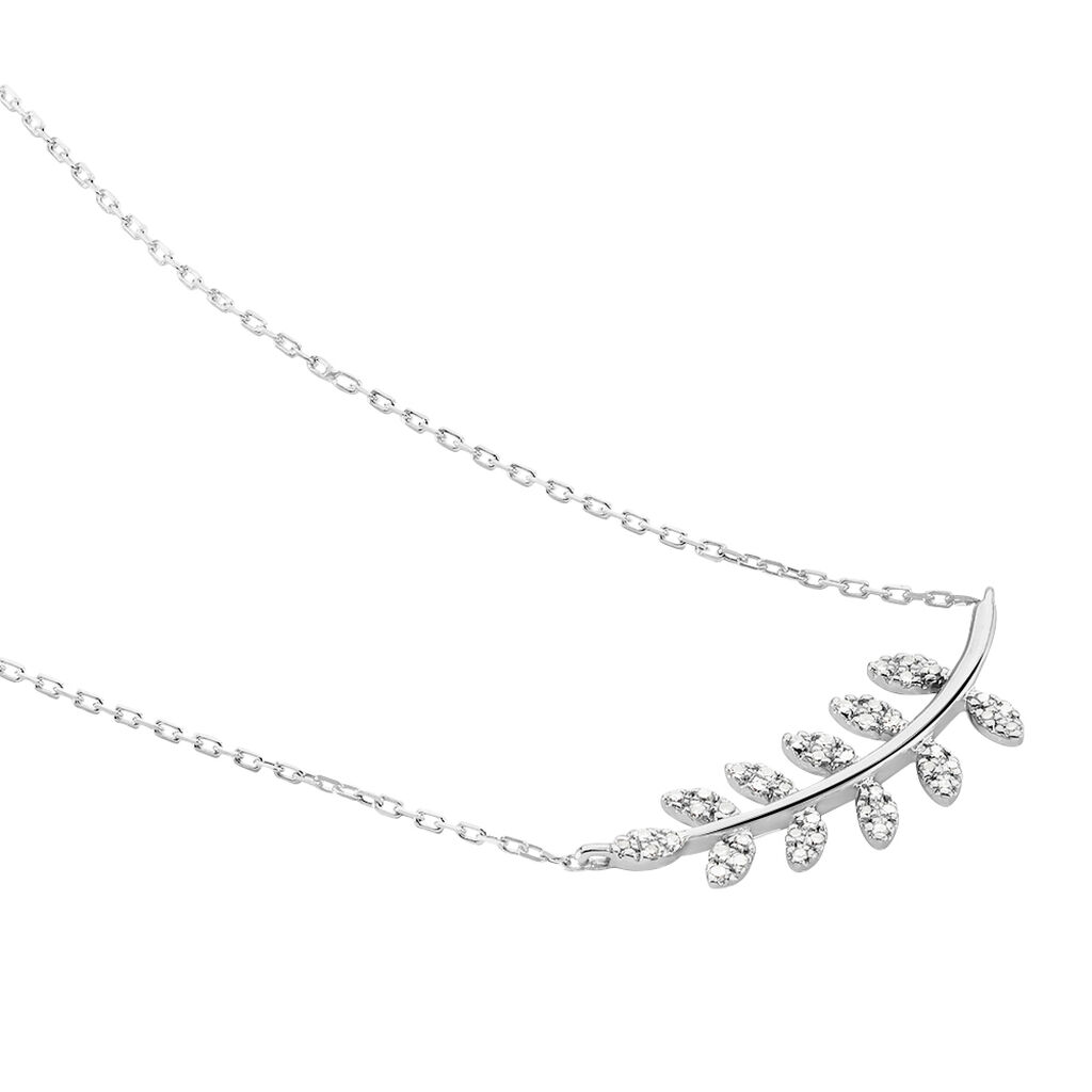 Collier Or Weiss Abbey Feuille Diamants - Spannringe Damen | OROVIVO