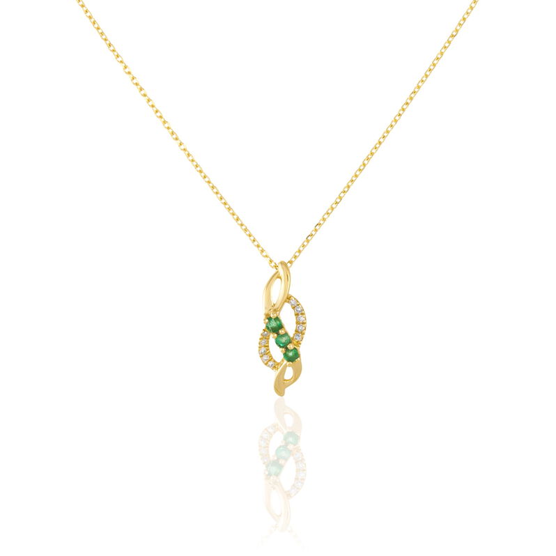 Collier Rosalyne Or Jaune Emeraude Et Diamant - Spannringe Damen | OROVIVO