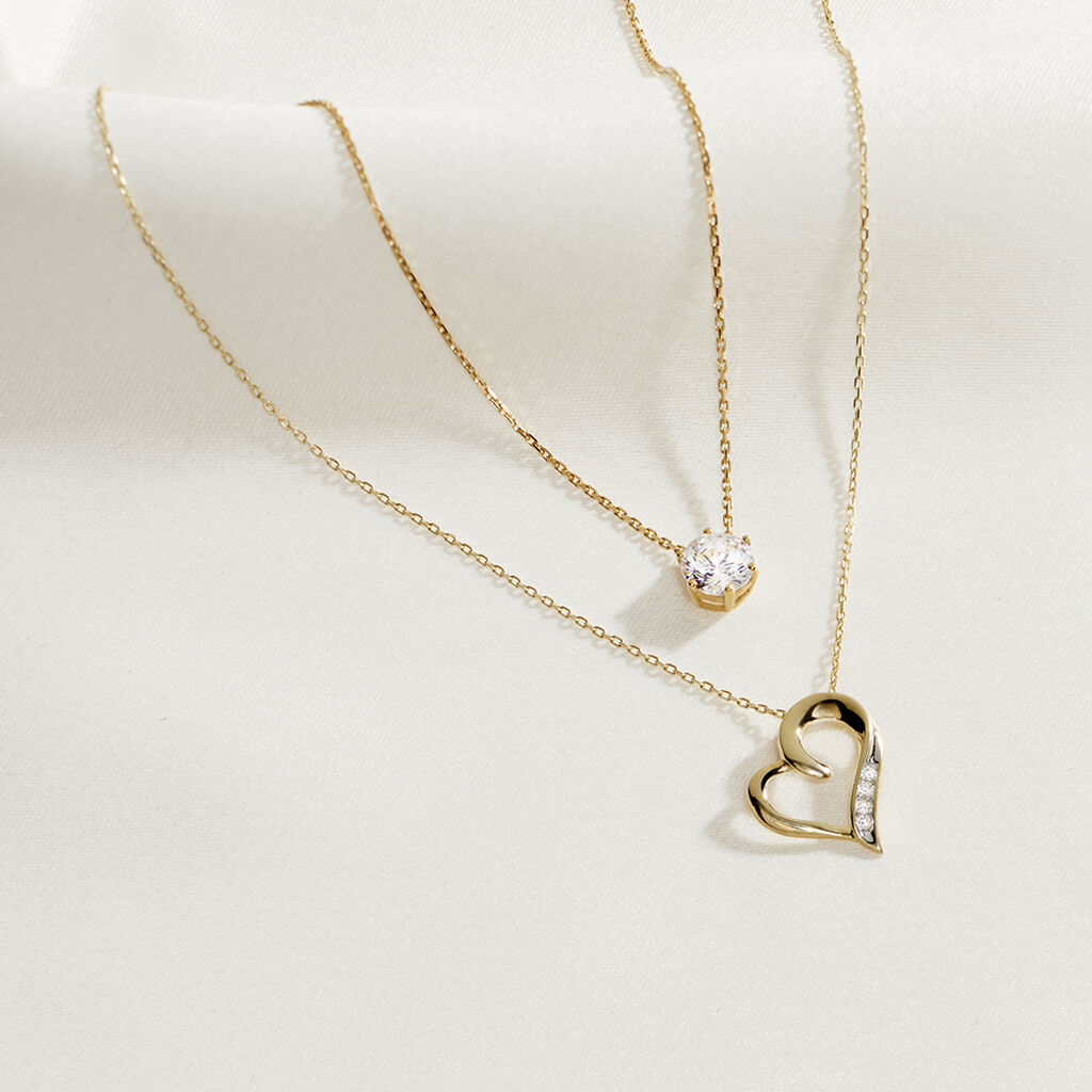 Damen Collier Gold 375 Diamant 0,04ct Herz Herz Hanne 45cm - Halsketten Damen | OROVIVO