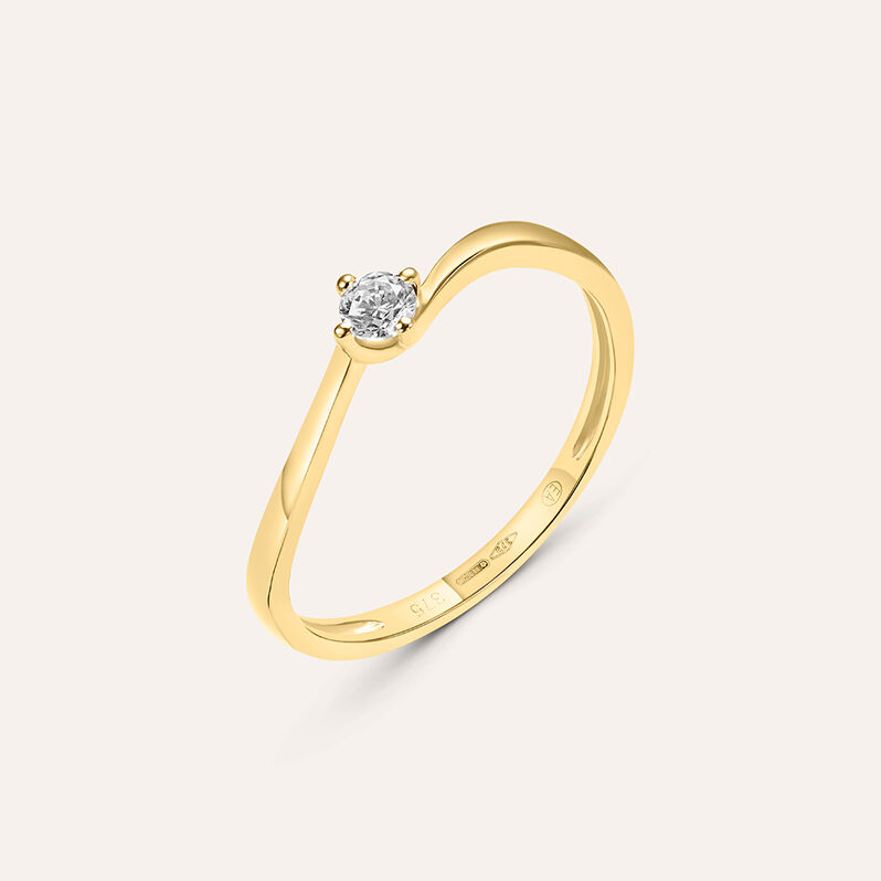 Anello Solitario Claire Oro Giallo Cubic Zirconia - Spannringe Damen | OROVIVO