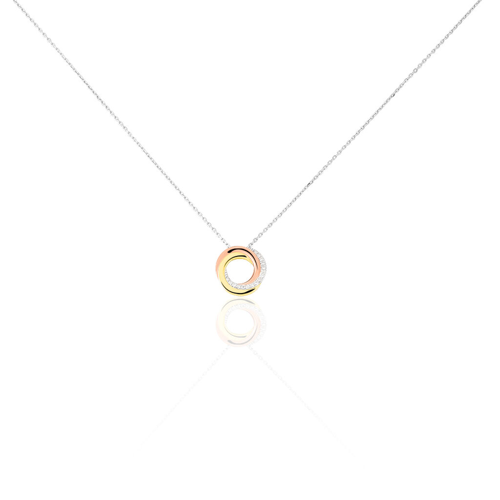 Trici Damen Collier Gold 375 (9 Karat) Diamant Wei&szlig; 0,05 ct Kreis