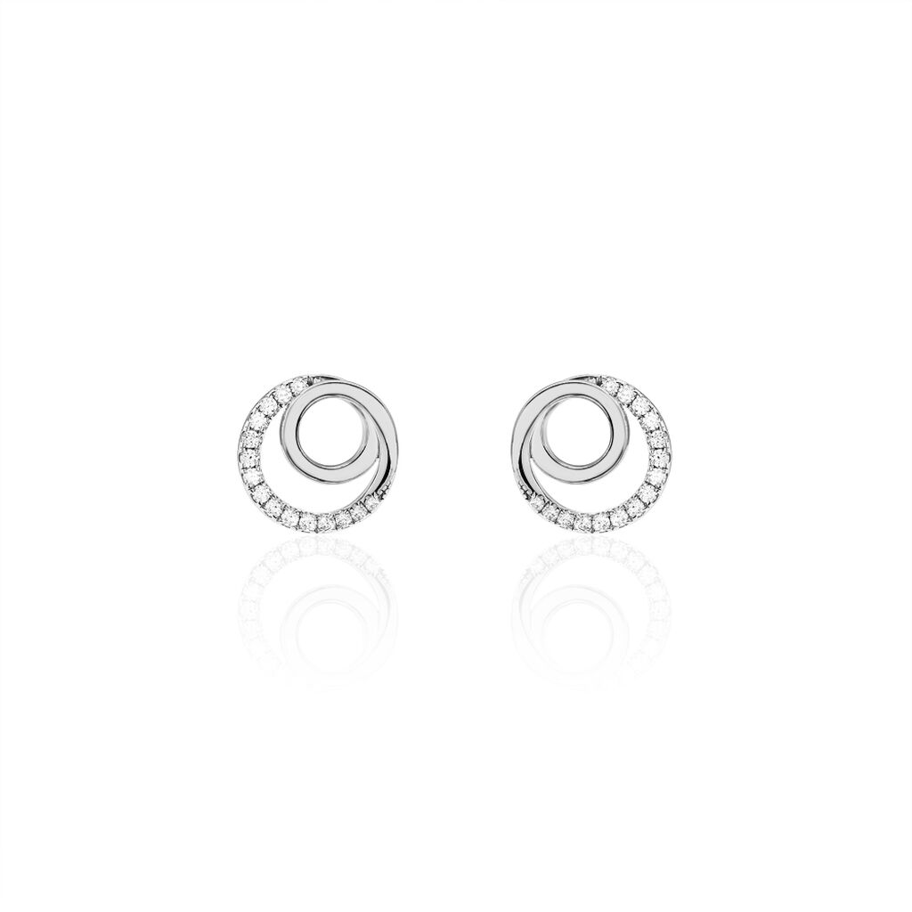 ELISEUM 50 Damen Ohrstecker Silber 925 Zirkonia Wei&szlig; 0,08 ct Spirale