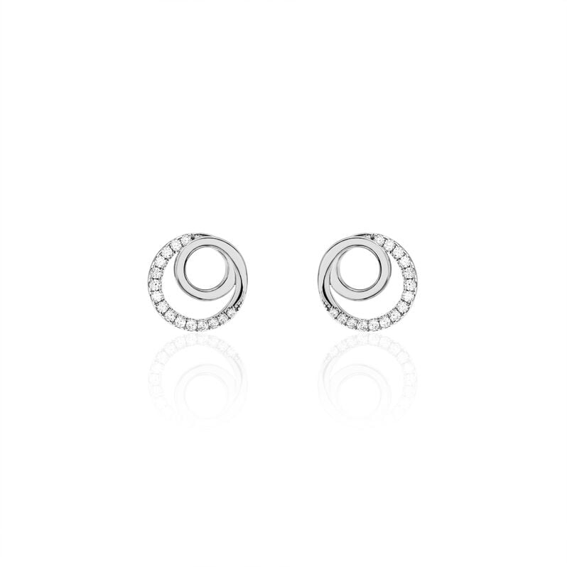 ELISEUM 50 Damen Ohrstecker Silber 925 Zirkonia Wei&szlig; 0,08 ct Spirale - Ohrstecker Damen | OROVIVO
