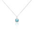 MIRENA Damen Collier Silber 925 Synthetischer Stein Blau 0,2 ct Viereck