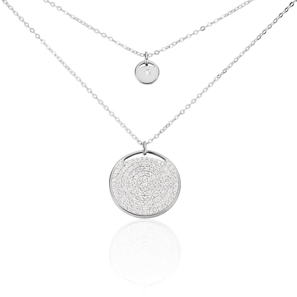 Damen Collier Silber 925 Zirkonia Wei&szlig; 4,21 ct Kreis