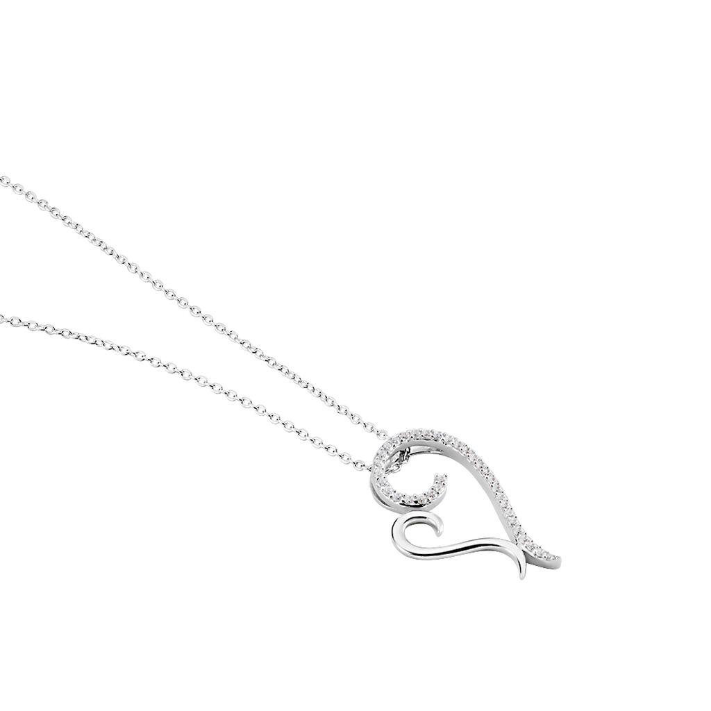 ALYSSJA HERZ 5 Damen Collier Silber 925 Zirkonia Wei&szlig; 0,13 ct Herz B 1,2 mm