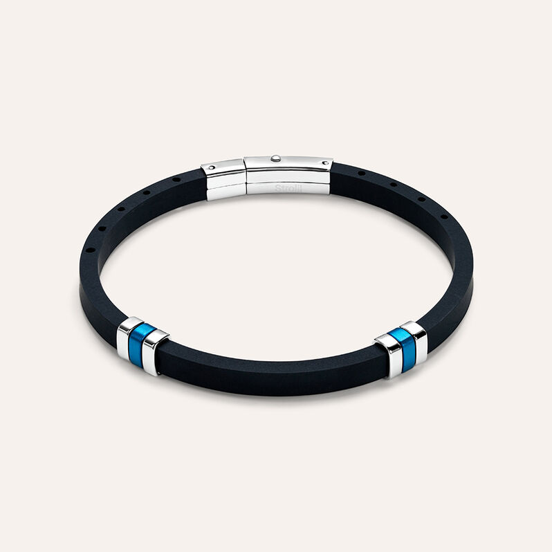 Bracciale Man Code Acciaio Bicolore Bianco / Nero - Spannringe Herren | OROVIVO