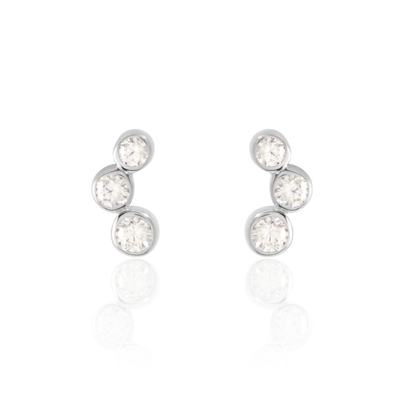 Damen Ohrstecker Silber 925 Zirkonia Wei&szlig; Kreis - Ohrstecker Damen | OROVIVO