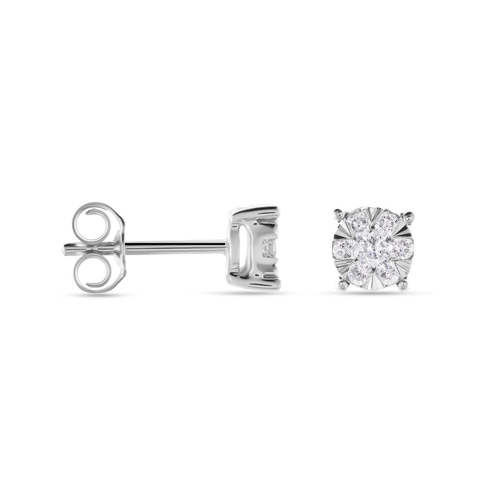 PETALI Damen Ohrstecker Wei&szlig;gold 750 (18 Karat) Diamant Wei&szlig; 0,11 ct