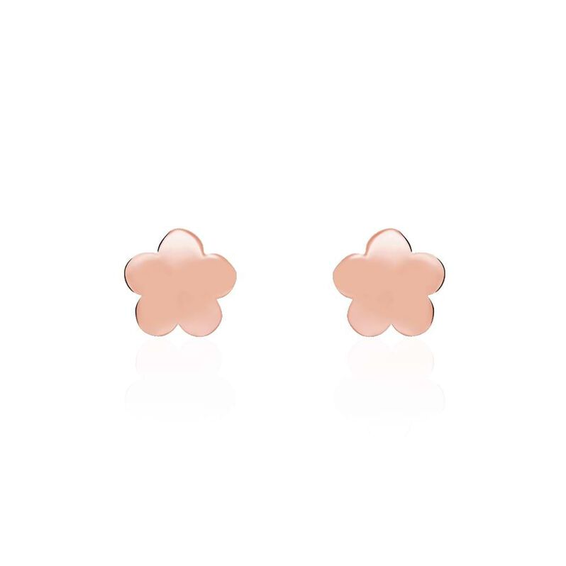 Orecchini a lobo in argento rosato con simbolo fiore - Spannringe Kinder | OROVIVO