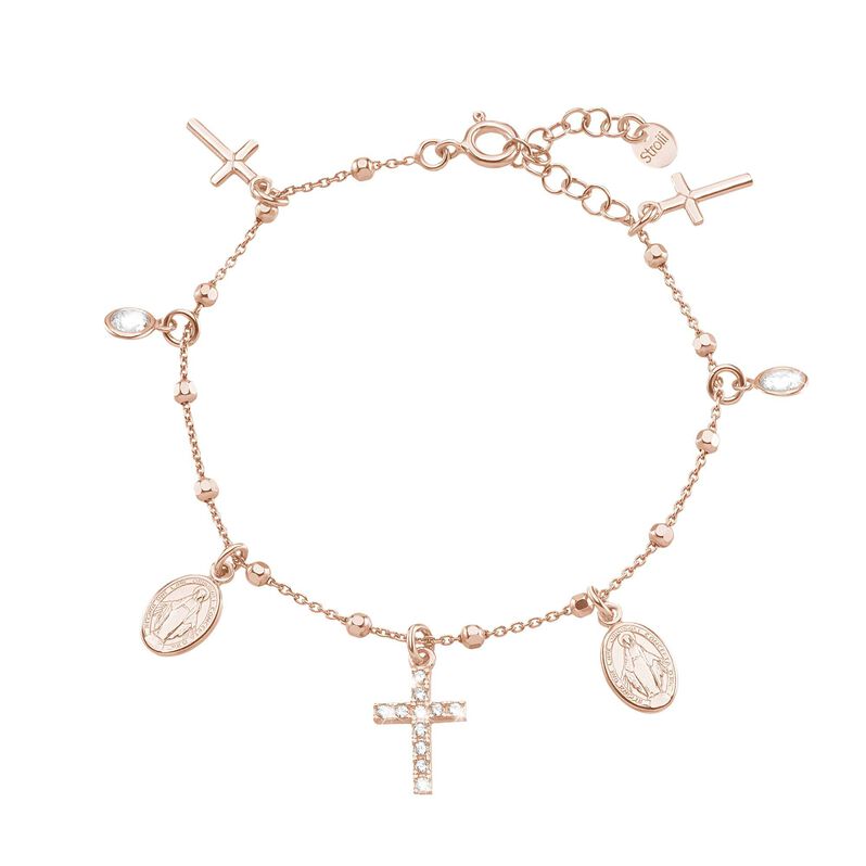 Bracciale rosario in argento rosato e zirconi - Spannringe Damen | OROVIVO