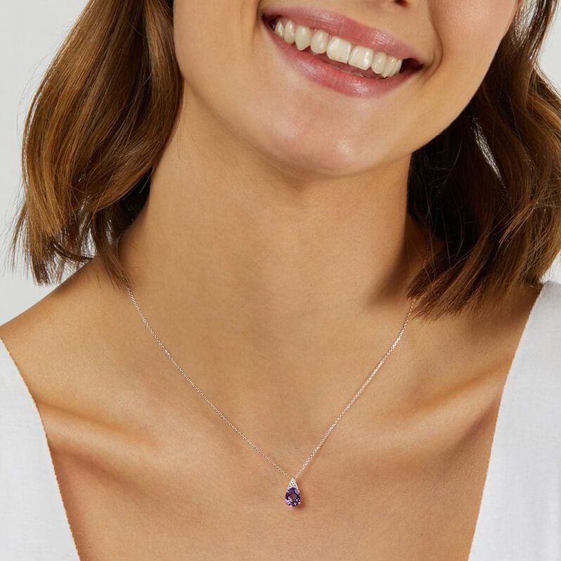 Collana Punto Luce Amélie Oro Bianco Ametista Cubic Zirconia - Spannringe Damen | OROVIVO