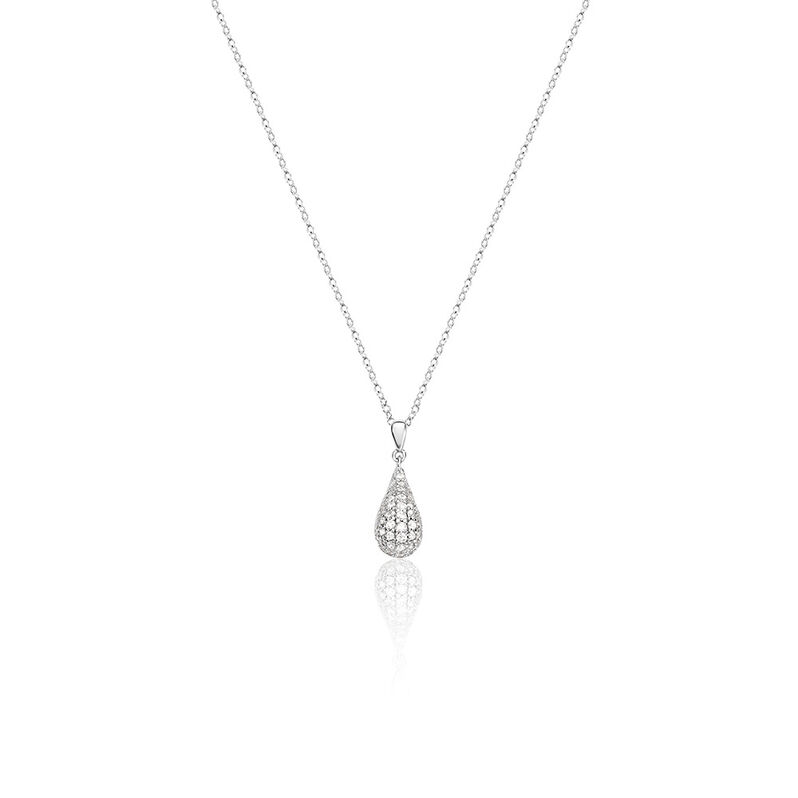 ELANI Damen Collier Silber 925 Zirkonia Wei&szlig; 0,28 ct Tropfen - Halsketten Damen | OROVIVO