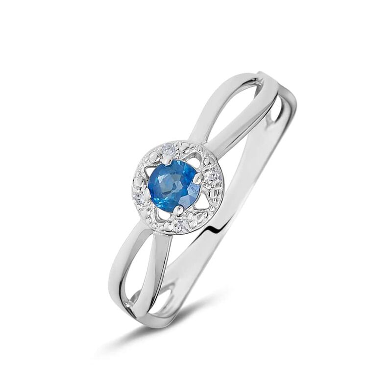Anello Solitario Elizabeth Crown Oro Bianco Zaffiro Diamante - Spannringe Damen | OROVIVO