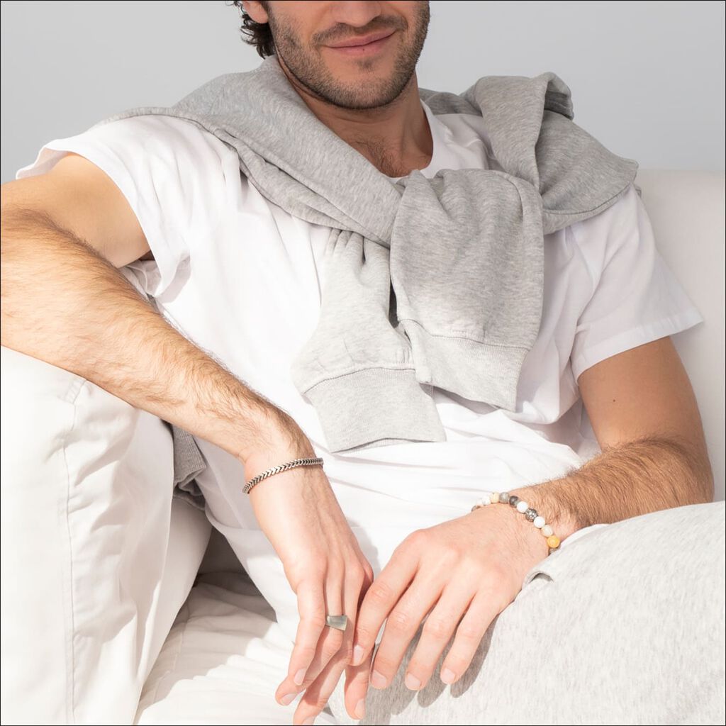 Herrenarmband Edelstahl Howlite - Kugelarmbänder Herren | OROVIVO