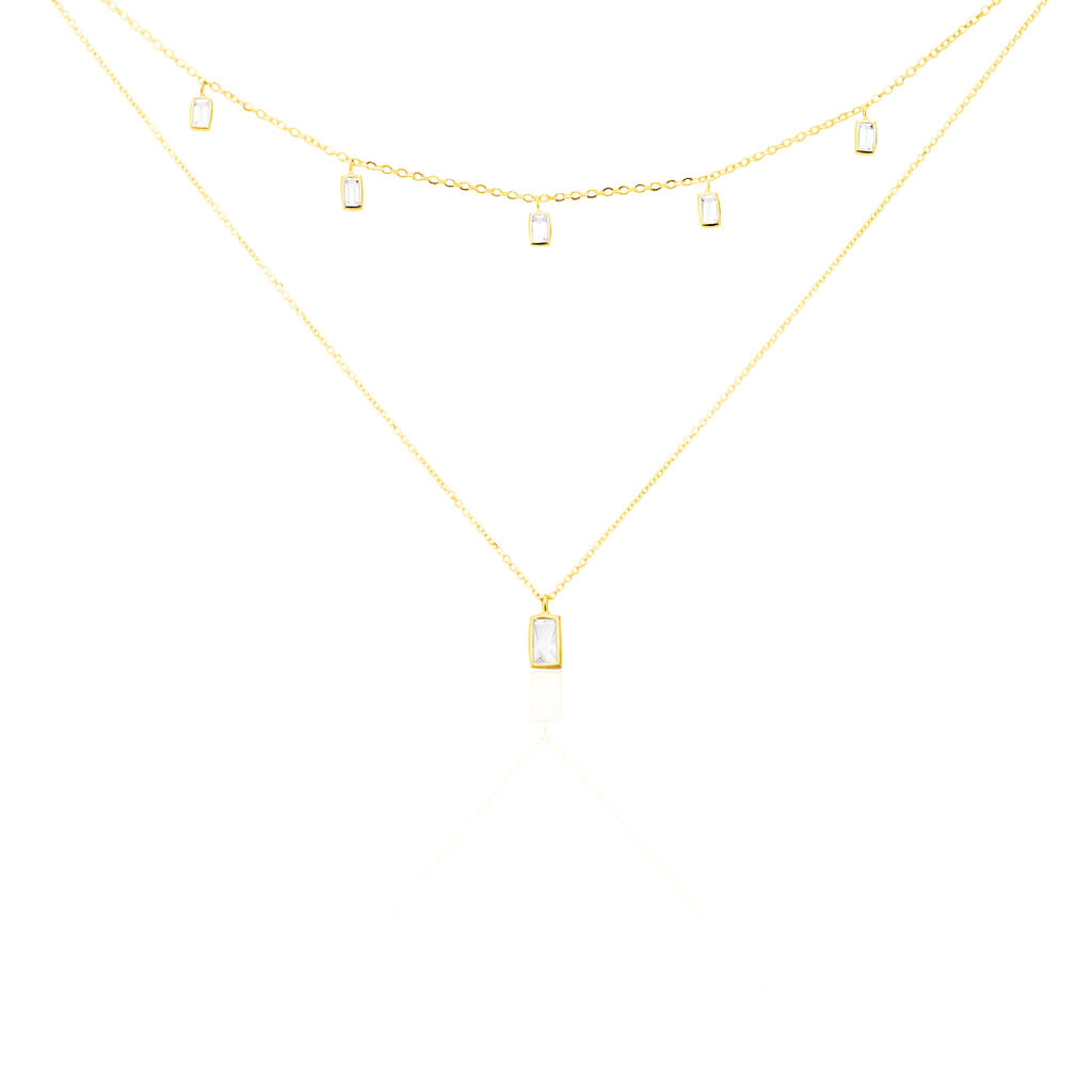 GINNA 2 Damen Collier Gold 375 (9 Karat) Zirkonia Weiß 1,32 ct Tropfen, Collier mit Stein