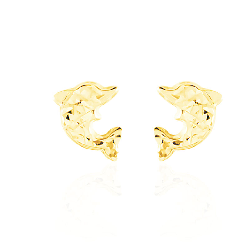 Boucles D'oreilles Or Jaune Arisaema Dauphin Martele - Spannringe Kinder | OROVIVO