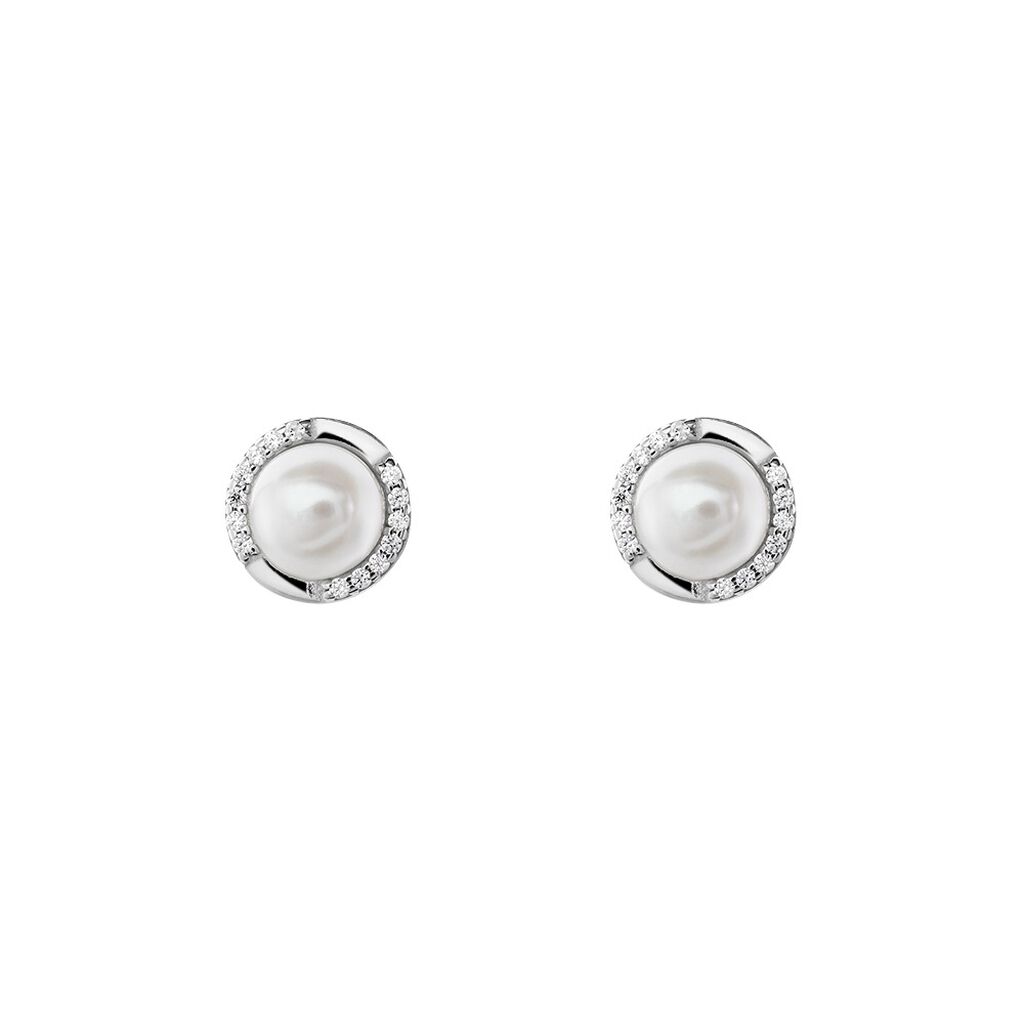 Damen Ohrstecker Silber 925 Zuchtperle Weiß Xenia  - Ohrstecker Damen | OROVIVO