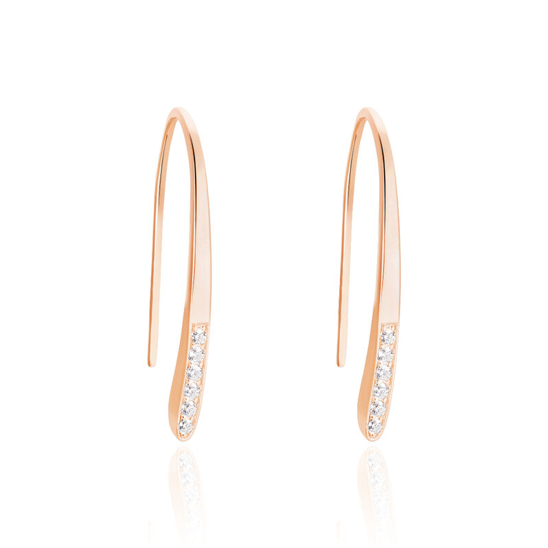 Damen Ohrringe Lang Silber rosevergoldet 925 Zirkonia Wei&szlig; 0,11 ct - Ohrh&auml;nger Damen | OROVIVO