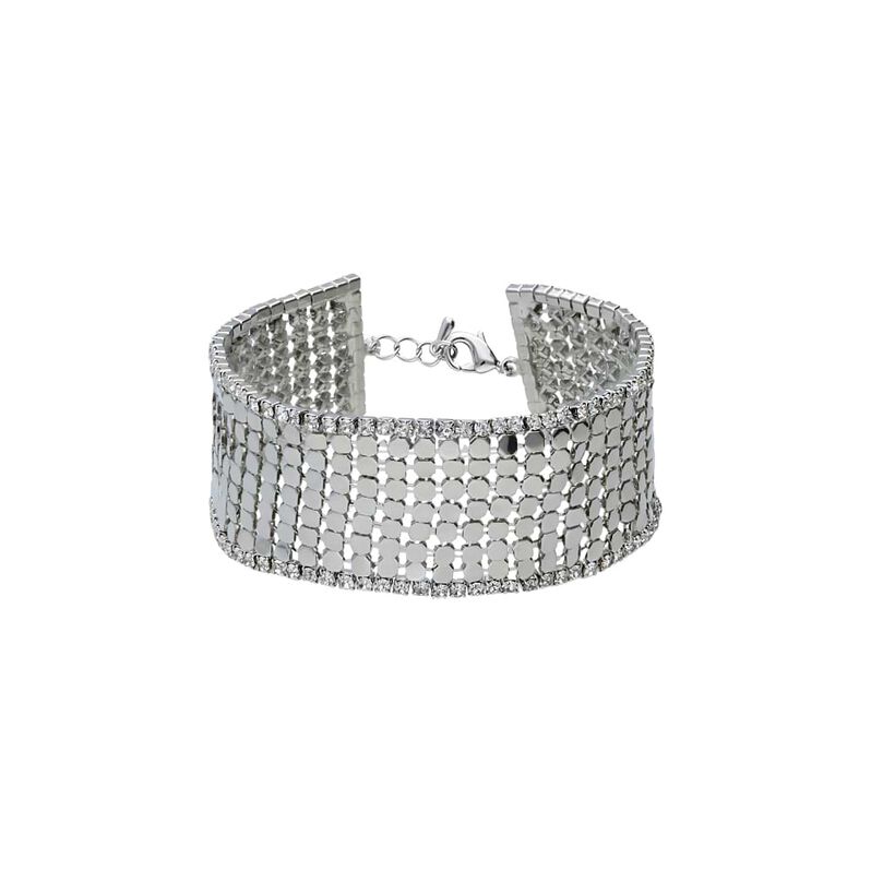 Bracciale con strass in metallo rodiato color argento - Spannringe Damen | OROVIVO