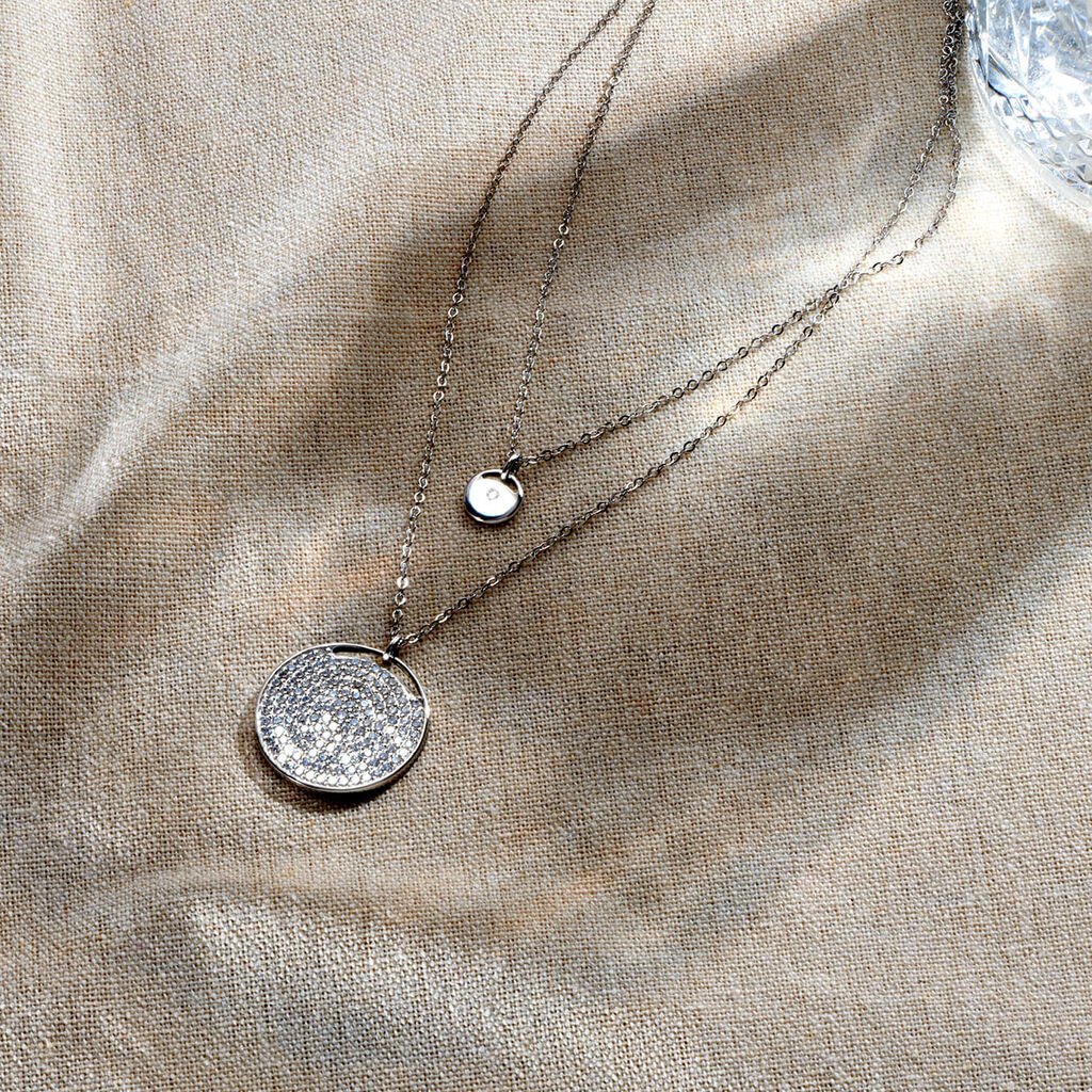 Damen Collier Silber 925 Zirkonia Weiß 4,21 ct Kreis - Halsketten Damen | OROVIVO