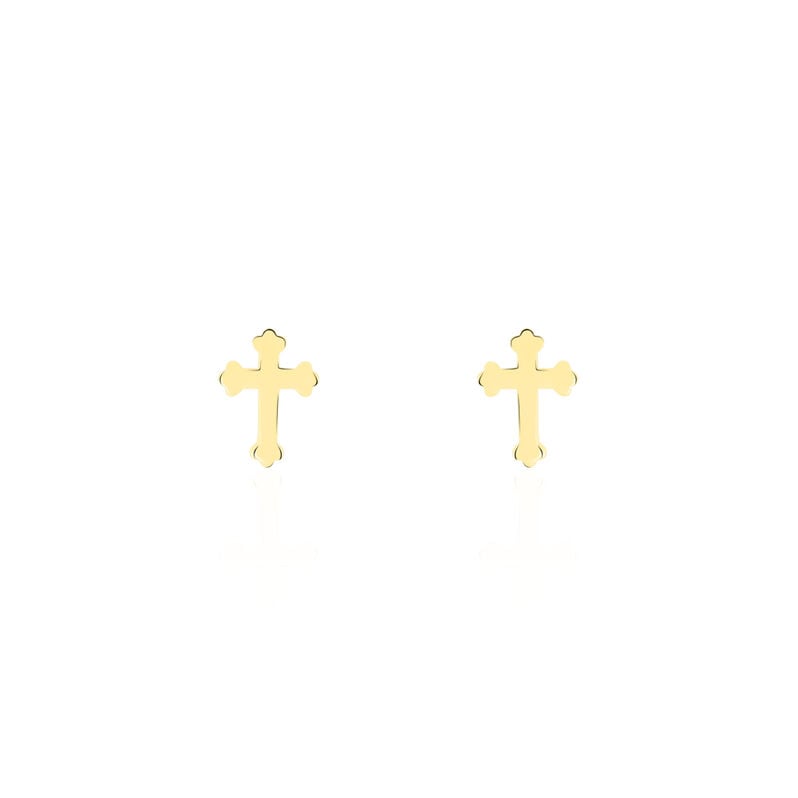 WOGGA Damen Ohrstecker Gold 375 (9 Karat) Religi&ouml;ses Kreuz - Ohrstecker Damen | OROVIVO