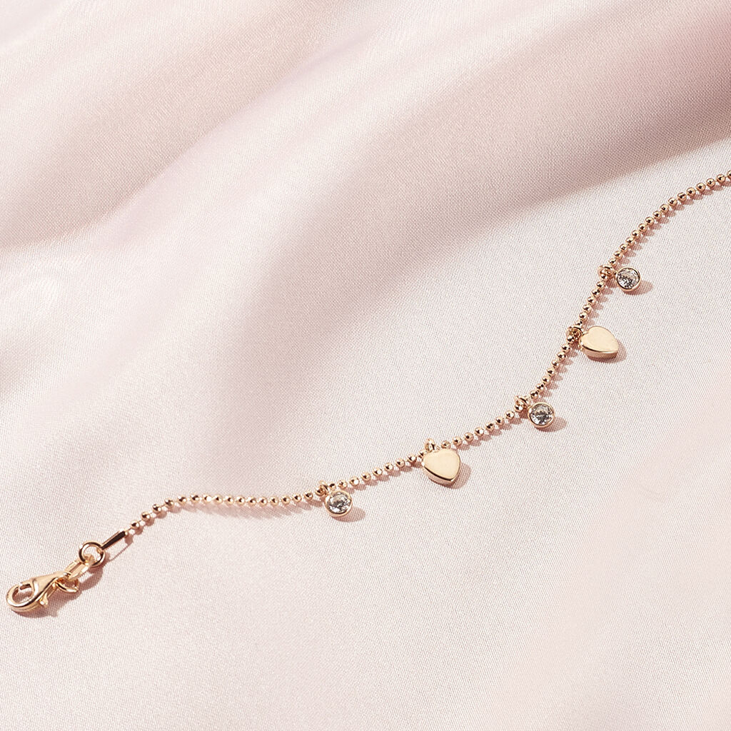 MONNIKA Kinder Armband Silber rosevergoldet 925 Zirkonia Wei&szlig; 0,18 ct Herz