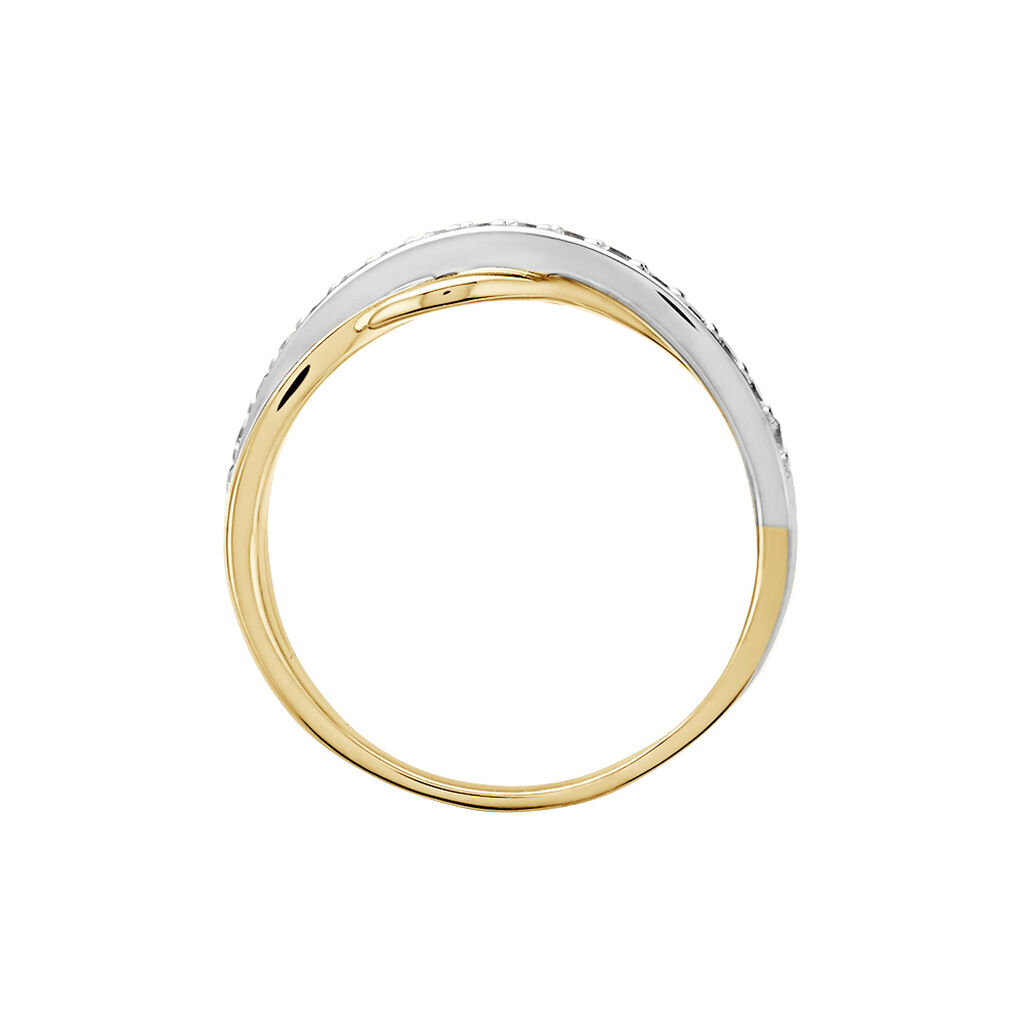 Damen Ring Vergoldet Zirkonia Wei&szlig; Welle