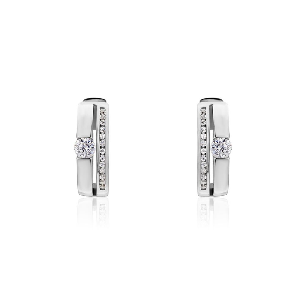 ELLEANA Damen Creolen Silber 925 Zirkonia Weiß Oval B 4,9 mm - Creolen Damen | OROVIVO