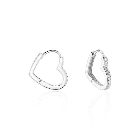 Damen Creolen Silber 925 Zirkonia Herz Rosalin  - Creolen Damen | OROVIVO