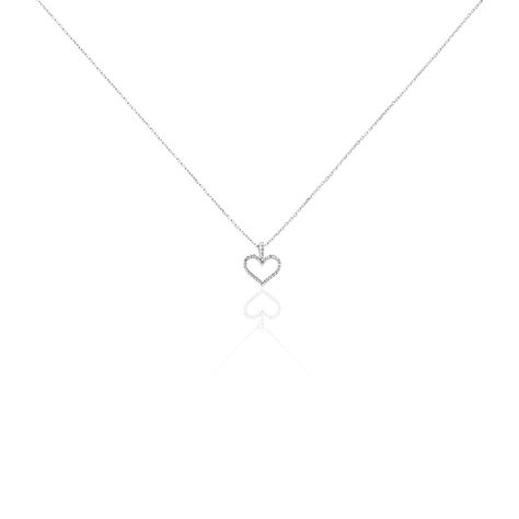 Damen Collier Weißgold 375 Diamant 0,06ct Herz Herz Glamour - Halsketten Damen | OROVIVO