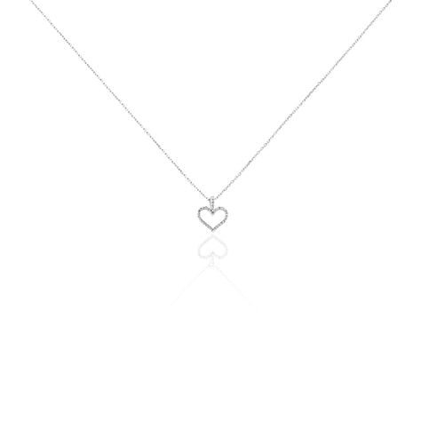 Damen Collier Weißgold 375 Diamant 0,06ct Herz Herz Glamour - Halsketten Damen | OROVIVO