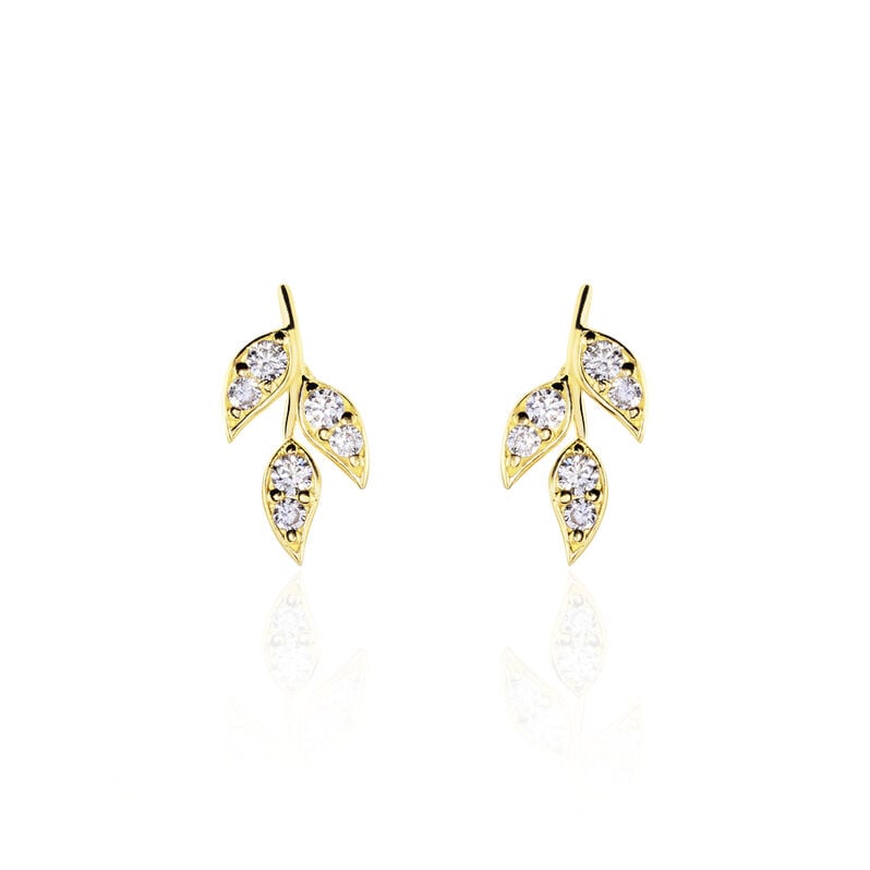 Boucles D'oreilles Or Jaune Edia Feuille Oxyde - Spannringe Damen | OROVIVO