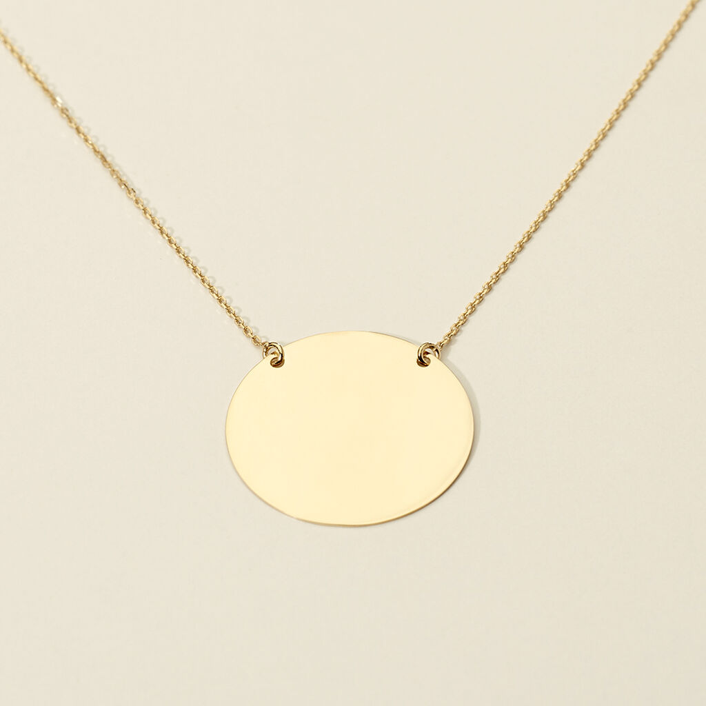 Liv Gravur Damen Collier Gold 375 (9 Karat) Kreis B 0,2 mm