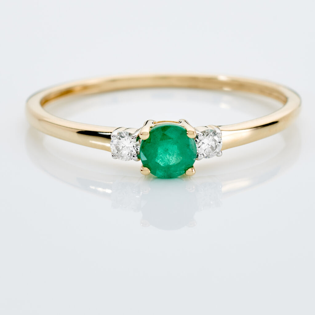 ELISABETH Damen Ring Gold 585 (14 Karat) Smaragd Gr&uuml;n 0,24 ct