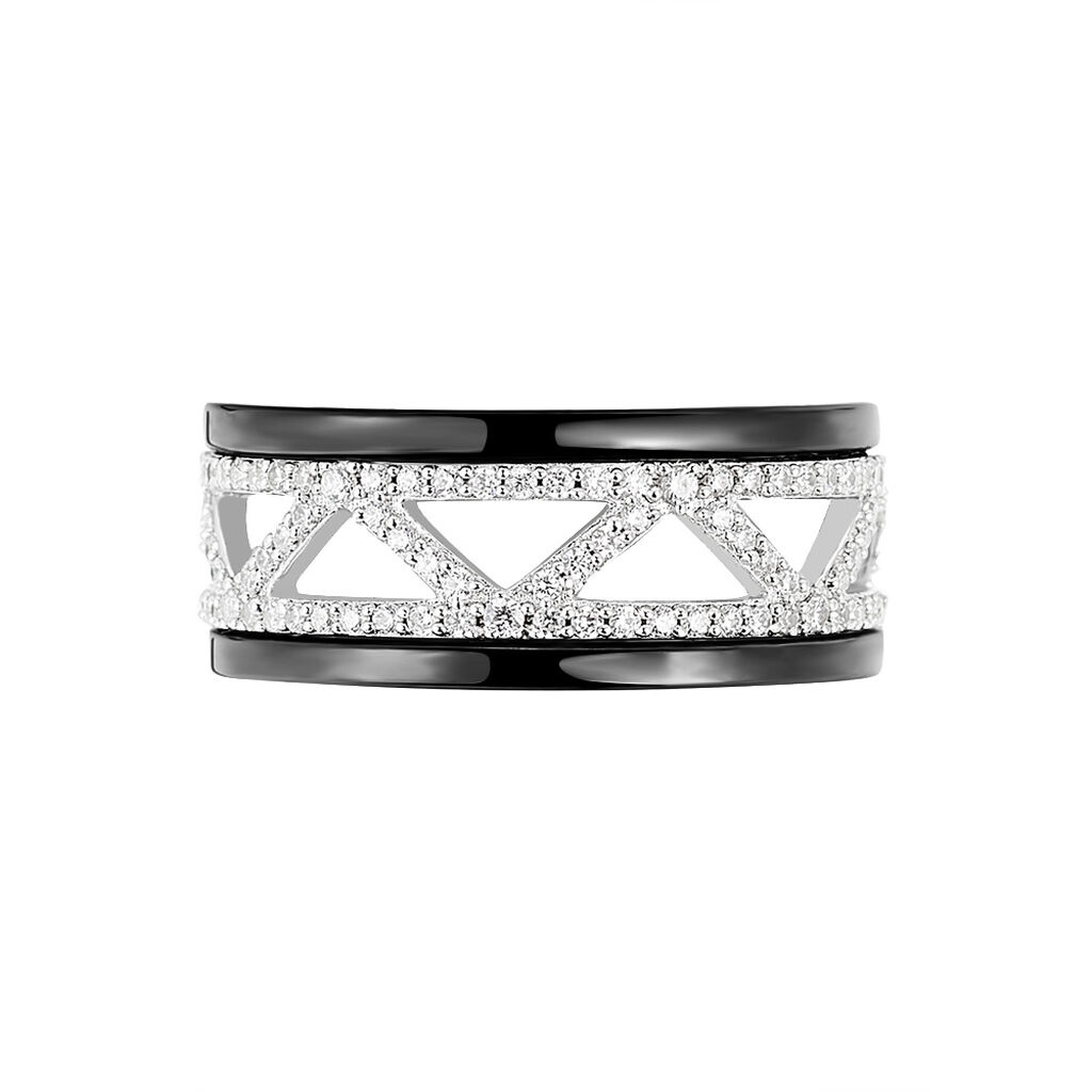 Bague Argent Blanc Oxyde De Zirconium Et Céramique - Spannringe Damen | OROVIVO